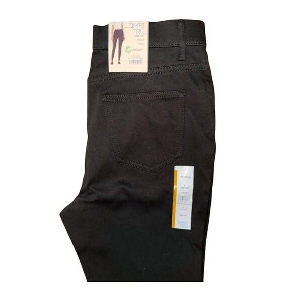 Time and Tru Women's High-Rise Stretch Denim Skinny Jeggings, Size L 12/14 Black - Picture 3 of 4